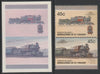 St Vincent - Union Island 1987 Locomotives #7 (Leaders of the World) 45c Atlantic City Railroad se-tenant imperf die proof in magenta & cyan only on Cromalin plastic card (ex archives) complete with issued pair. Cromalin proofs ar……Details Below