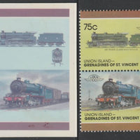 St Vincent - Union Island 1987 Locomotives #7 (Leaders of the World) 75c HR River Class se-tenant imperf die proof in magenta & cyan only on Cromalin plastic card (ex archives) complete with issued pair. Cromalin proofs are an ess……Details Below