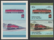 St Vincent - Grenadines 1987 Locomotives #8 (Leaders of the World) 10c DRB Class 142 se-tenant imperf die proof in magenta & cyan only on Cromalin plastic card (ex archives) complete with issued SPECIMEN pair. (SG 520a). Cromalin ……Details Below