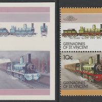 St Vincent - Grenadines 1987 Locomotives #7 (Leaders of the World) 10c UK 1001 Class se-tenant imperf die proof in magenta & cyan only on Cromalin plastic card (ex archives) complete with issued normal pair. (SG 504a). Cromalin pr……Details Below