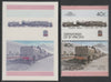 St Vincent - Grenadines 1987 Locomotives #7 (Leaders of the World) 40c UK Garratt Class 4P se-tenant imperf die proof in magenta & cyan only on Cromalin plastic card (ex archives) complete with issued normal pair. (SG 506a). Croma……Details Below