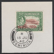 Dominica 1938-47 KG6 1/2d Freshwater Lake on piece with full strike of Madame Joseph forged postmark type 143