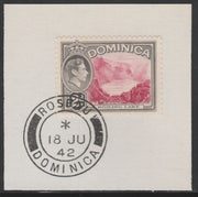 Dominica 1938-47 KG6 2d Boiling Lake on piece with near full strike of Madame Joseph forged postmark type 143