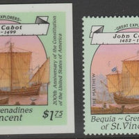 St Vincent - Bequia 1988 Explorers $1.75 John Cabot's Matthew die proof in all 4 colours on Cromalin plastic card (ex archives) complete with issued stamp. Cromalin proofs are an essential part of the printing proces, produced in ……Details Below