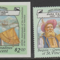 St Vincent - Bequia 1988 Explorers $2 John Cabot die proof in all 4 colours on Cromalin plastic card (ex archives) complete with issued stamp. Cromalin proofs are an essential part of the printing proces, produced in very limited ……Details Below