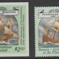St Vincent - Bequia 1988 Explorers $2.50 Ferdinand Magellan's Ship The Trinidad die proof in all 4 colours on Cromalin plastic card (ex archives) complete with issued stamp. Cromalin proofs are an essential part of the printing pr……Details Below
