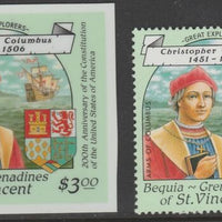 St Vincent - Bequia 1988 Explorers $3.0 Christopher Columbus die proof in all 4 colours on Cromalin plastic card (ex archives) complete with issued stamp. Cromalin proofs are an essential part of the printing proces, produced in v……Details Below