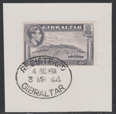 Gibraltar 1938-51 KG6 1.5d slate-violet on piece with full strike of Madame Joseph forged postmark type 188