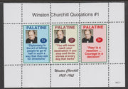Palatine (Fantasy) Quotations by Winston Churchill #1 perf deluxe glossy sheetlet containing 3 values each with a famous quotation,unmounted mint