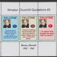 Palatine (Fantasy) Quotations by Winston Churchill #2 perf deluxe glossy sheetlet containing 3 values each with a famous quotation,unmounted mint