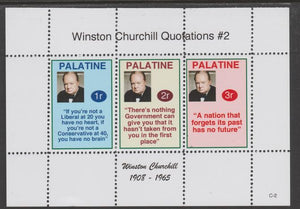 Palatine (Fantasy) Quotations by Winston Churchill #2 perf deluxe glossy sheetlet containing 3 values each with a famous quotation,unmounted mint