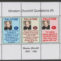 Palatine (Fantasy) Quotations by Winston Churchill #5 perf deluxe glossy sheetlet containing 3 values each with a famous quotation,unmounted mint