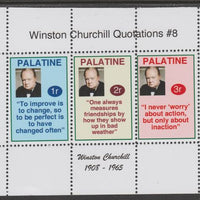 Palatine (Fantasy) Quotations by Winston Churchill #8 perf deluxe glossy sheetlet containing 3 values each with a famous quotation,unmounted mint