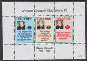 Palatine (Fantasy) Quotations by Winston Churchill #8 perf deluxe glossy sheetlet containing 3 values each with a famous quotation,unmounted mint