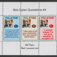 Palatine (Fantasy) Quotations by Bob Dylan #4 perf deluxe glossy sheetlet containing 3 values each with a famous quotation,unmounted mint