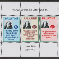 Palatine (Fantasy) Quotations by Oscar Wilde #2 perf deluxe glossy sheetlet containing 3 values each with a famous quotation,unmounted mint