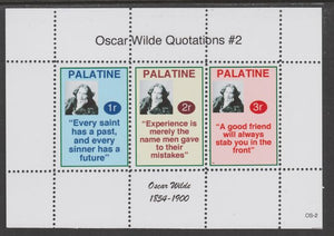 Palatine (Fantasy) Quotations by Oscar Wilde #2 perf deluxe glossy sheetlet containing 3 values each with a famous quotation,unmounted mint