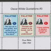 Palatine (Fantasy) Quotations by Oscar Wilde #3 perf deluxe glossy sheetlet containing 3 values each with a famous quotation,unmounted mint