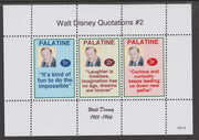 Palatine (Fantasy) Quotations by Walt Disney #2 perf deluxe glossy sheetlet containing 3 values each with a famous quotation,unmounted mint