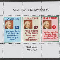 Palatine (Fantasy) Quotations by Mark Twain #2 perf deluxe glossy sheetlet containing 3 values each with a famous quotation,unmounted mint