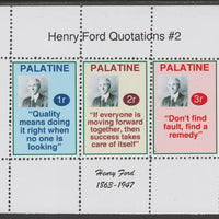 Palatine (Fantasy) Quotations by Henry Ford #2 perf deluxe glossy sheetlet containing 3 values each with a famous quotation,unmounted mint