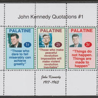 Palatine (Fantasy) Quotations by John Kennedy #1 perf deluxe glossy sheetlet containing 3 values each with a famous quotation,unmounted mint
