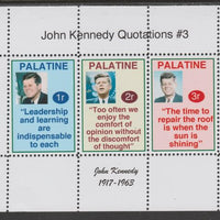 Palatine (Fantasy) Quotations by John Kennedy #3 perf deluxe glossy sheetlet containing 3 values each with a famous quotation,unmounted mint