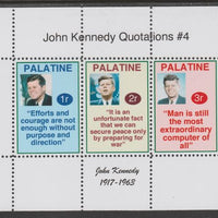 Palatine (Fantasy) Quotations by John Kennedy #4 perf deluxe glossy sheetlet containing 3 values each with a famous quotation,unmounted mint