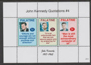 Palatine (Fantasy) Quotations by John Kennedy #4 perf deluxe glossy sheetlet containing 3 values each with a famous quotation,unmounted mint