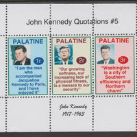 Palatine (Fantasy) Quotations by John Kennedy #5 perf deluxe glossy sheetlet containing 3 values each with a famous quotation,unmounted mint