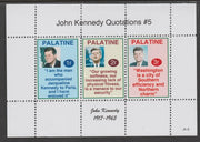 Palatine (Fantasy) Quotations by John Kennedy #5 perf deluxe glossy sheetlet containing 3 values each with a famous quotation,unmounted mint