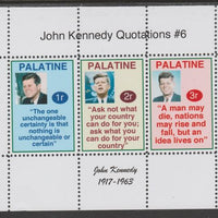 Palatine (Fantasy) Quotations by John Kennedy #6 perf deluxe glossy sheetlet containing 3 values each with a famous quotation,unmounted mint