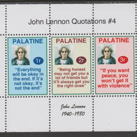 Palatine (Fantasy) Quotations by John Lennon #4 perf deluxe glossy sheetlet containing 3 values each with a famous quotation,unmounted mint