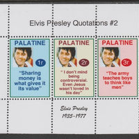 Palatine (Fantasy) Quotations by Elvis Presley #2 perf deluxe glossy sheetlet containing 3 values each with a famous quotation,unmounted mint