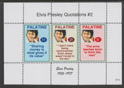 Palatine (Fantasy) Quotations by Elvis Presley #2 perf deluxe glossy sheetlet containing 3 values each with a famous quotation,unmounted mint