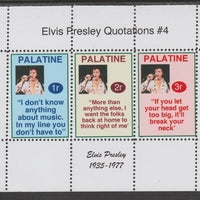 Palatine (Fantasy) Quotations by Elvis Presley #4 perf deluxe glossy sheetlet containing 3 values each with a famous quotation,unmounted mint