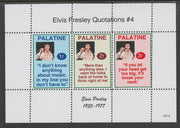 Palatine (Fantasy) Quotations by Elvis Presley #4 perf deluxe glossy sheetlet containing 3 values each with a famous quotation,unmounted mint