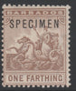 Barbados 1907 Britannia 1/4d overprinted SPECIMEN, fine with gum and only about 300 produced, SG 163s