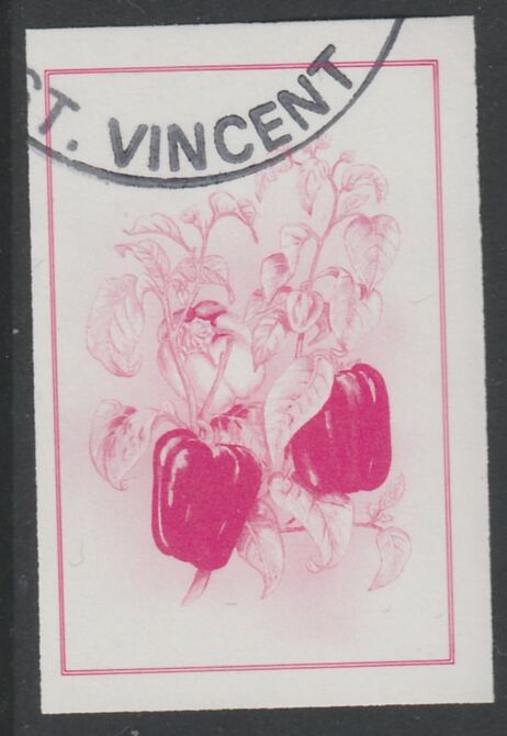 St Vincent 1985 Herbs & Spices 25c pepper imperf proof in magenta only, fine used with part St Vincent cancellation, produced for a promotion. Ex Format archives (as SG 868)