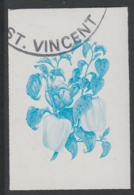 St Vincent 1985 Herbs & Spices 25c pepper imperf proof in cyan only, fine used with part St Vincent cancellation, produced for a promotion. Ex Format archives (as SG 868)