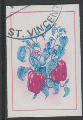 St Vincent 1985 Herbs & Spices 25c pepper imperf proof in cyan & magenta only, fine used with part St Vincent cancellation, produced for a promotion. Ex Format archives (as SG 868)