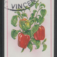 St Vincent 1985 Herbs & Spices 25c pepper imperf proof in 3 colours only (yellow, cyan & magenta), fine used with part St Vincent cancellation, produced for a promotion. Ex Format archives (as SG 868)