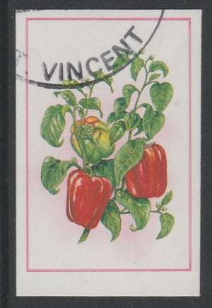 St Vincent 1985 Herbs & Spices 25c pepper imperf proof in 3 colours only (yellow, cyan & magenta), fine used with part St Vincent cancellation, produced for a promotion. Ex Format archives (as SG 868)