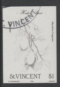 St Vincent 1985 Herbs & Spices $1 Nutmeg imperf proof in black only, fine used with part St Vincent cancellation, produced for a promotion. Ex Format archives (as SG 870)