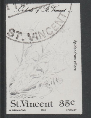 St Vincent 1985 Orchids 35c imperf proof in black only, fine used with part St Vincent cancellation, produced for a promotion. Ex Format International archives (as SG 850)