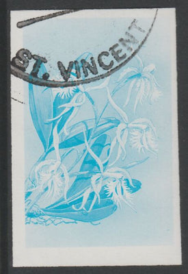 St Vincent 1985 Orchids 35c imperf proof in cyan only, fine used with part St Vincent cancellation, produced for a promotion. Ex Format International archives (as SG 850)