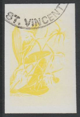 St Vincent 1985 Orchids 35c imperf proof in yellow only, fine used with part St Vincent cancellation, produced for a promotion. Ex Format International archives (as SG 850)