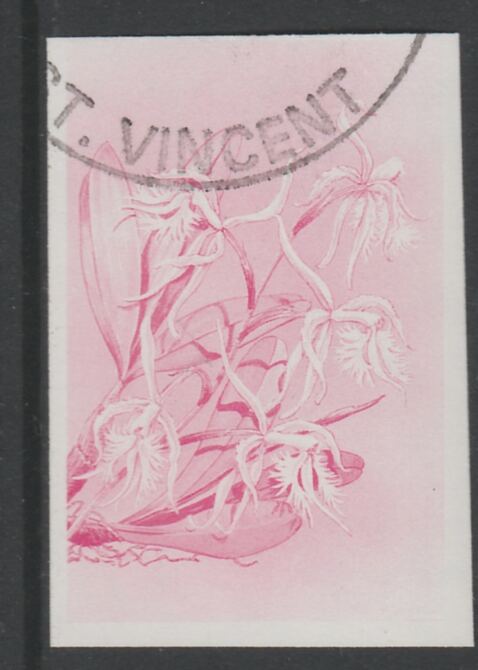 St Vincent 1985 Orchids 35c imperf proof in magenta only, fine used with part St Vincent cancellation, produced for a promotion. Ex Format International archives (as SG 850)