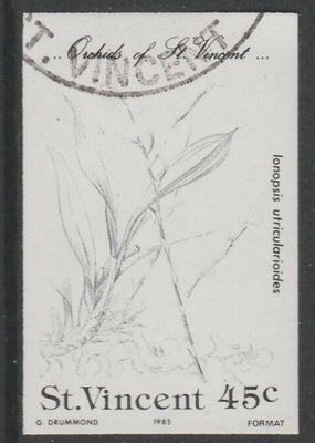 St Vincent 1985 Orchids 45c imperf proof in black only, fine used with part St Vincent cancellation, produced for a promotion. Ex Format International archives (as SG 851)