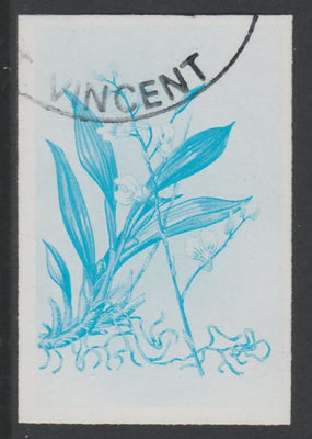 St Vincent 1985 Orchids 45c imperf proof in cyan only, fine used with part St Vincent cancellation, produced for a promotion. Ex Format International archives (as SG 851)